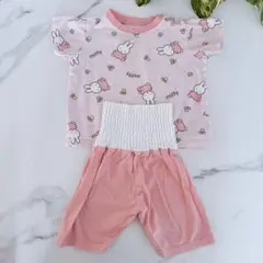 ミッフィー パジャマ 80 ベビー 半袖 腹巻きズボン ピンク 女の子 夏用