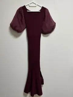 ROYAL PARTY ワインレッド フレアスリーブ ワンピース