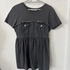 デニム風切り替え半袖Tシャツ