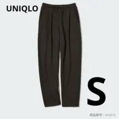 美品UNIQLOユニクロドライスウェットタックテーパードパンツS ダークブラウン