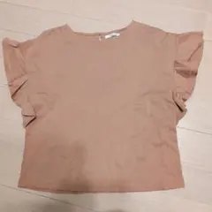 OPAQUE.CLIP フリル袖ベージュTシャツ