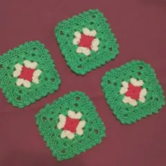 グラニースクエア　コースター　花瓶敷　4枚セット　ハンドメイド