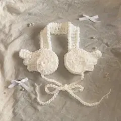 イヤーマフ　羽　イヤマフ　ハンドメイド　ウィッシュコア　かぎ針編み　編み物
