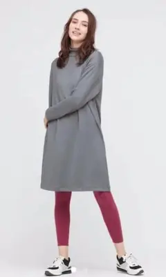 新品 ユニクロ ソフトニット フリース ワンピース M ブルー