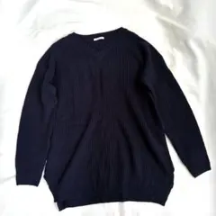 COLZA Vネックニット 長袖 ネイビー　 M