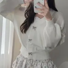 grl リボンビジューシアーニットカーディガン[k9342z]