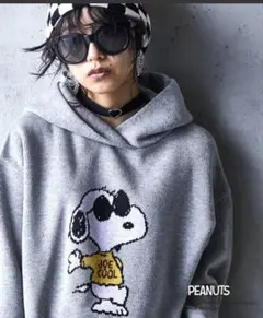 未使用！スヌーピー/ジャガードパーカーニットプルオーバー