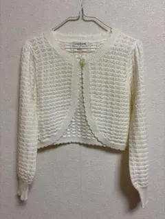 【any FAM】アイボリー カーディガン(リボン付) 120