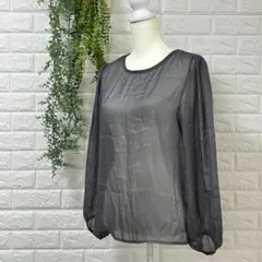 GRL グレイル　長袖　シースルー　カットソー　Mサイズ　グレー　上品