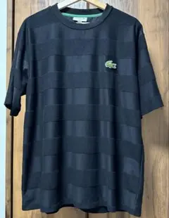 【美品】ラコステ パイル地切り替え同色ボーダーTシャツ Lサイズ