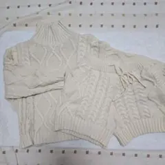 アイボリー ケーブル編み ニットセットアップ