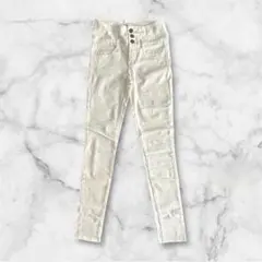 【美品】スキニー ハイウエスト ホワイト 白 ボタン S