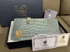 A.D.M.J. 水色 クロコ型押 薄型 レディース長財布