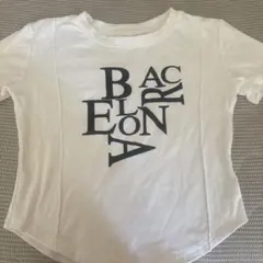 BARCELONA ロゴプリント 半袖Tシャツ ホワイト Sサイズ