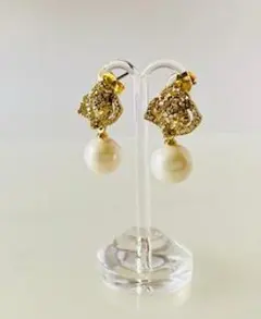 【チタンピアス】★6月誕生石★卒業・入学式・セレモニー薔薇ゴールド・1粒パール♪