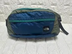 【希少色】ノースフェイス ウエストポーチ ロゴ傷・シミあり ブルー×カーキ