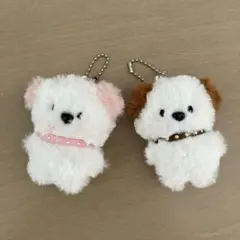 かわいいわんこ　ぬいぐるみキーホルダー　ピンク　茶色のサムネイル