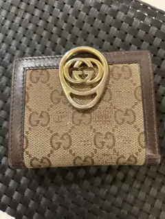 GUCCI 二つ折り財布 GGロゴ ブラウン