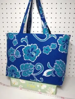 トートバッグ エコ サブ リバーシブル ハワイ ハイビスカス 綿 ハンドメイド
