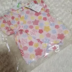 ベビーロンパース甚平 和柄 ピンク 60cm