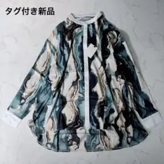 【新品タグ付き】antiqua 水彩柄スタンドネックシャツ F 大人気　完売品のサムネイル