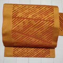 八寸名古屋帯 ✦オレンジと金色のストライプ