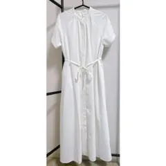 GU バンドカラーシャツワンピース 白 半袖 Lサイズ キャミソール付き