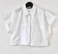 【最終お値下げ】ZARA クロップド　ポプリンシャツ　ブラウス　ホワイト　S