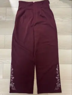 【花柄刺繍入り】アクシーズファム　裏起毛　ズボン　スラックス　パンツ　M