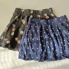 GAP kids: S(6-7)スカパン2点セット 紺ドット、黒花柄