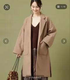 値下げ新品タグ付きjetset solo plusウールタッチラップコート　モカのサムネイル