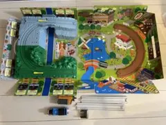 プラレールトーマス　立体マップ　つり橋　車庫　複線　立体交差　橋脚　セット