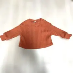 オレンジ色リブ　トレーナー