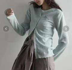 THE YOn ミント 2way リップルジャガードサマーカーディガン