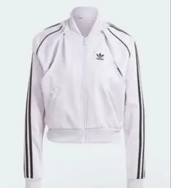 adidas ホワイト ジップアップジャケット　　トラックジャケット