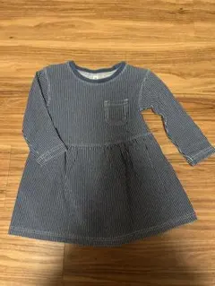 無印良品　ストライプ柄長袖ワンピース 90サイズ