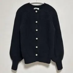 Edit Sheen 黒ニット パールボタン カーディガン Mサイズ