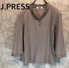 J.PRESS ジェイプレス　ベージュ 長袖 Tシャツ 襟　リンガー　Yのサムネイル