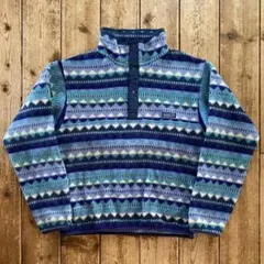 90s USA製 patagonia ダイヤモンド 総柄 フリース スナップT