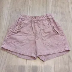 アプレレクール ピンク コーデュロイ フリルポケット ショートパンツ