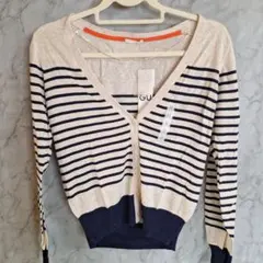 GU ネイビー ボーダーカーディガン M