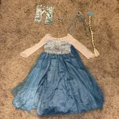 アナ雪　エルサ　120 ドレス　小物6点セット　ハロウィン　コスチューム