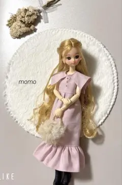 22cmドール服 ケープカラー マーメイドワンピース♡ピンク 単品