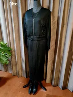 美品☆リトストラクチャー☆フルジップアップ中綿ダウンブルゾンジャケット38漆黒