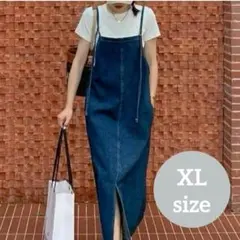 デニムワンピース　キャミワンピース　XL　ジャンパースカート デニム 2L 人気
