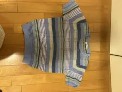 ZARA 半袖ニット 青系ストライプ