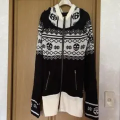d.i.a. スカル柄 ジップアップカーディガン