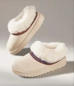 ムートンブーツ ベージュ ファー付き