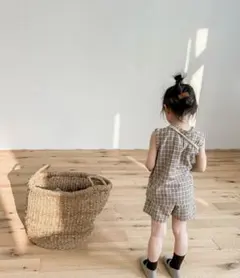 100 セットアップ　セトア　女の子　保育園　チェック　リンクコーデ　双子