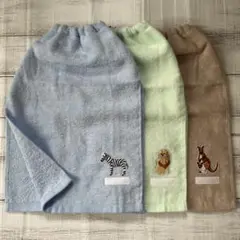 おりこうタオル おりこうエプロン 動物ワッペン ゴム紐タイプ 二重 3枚セット